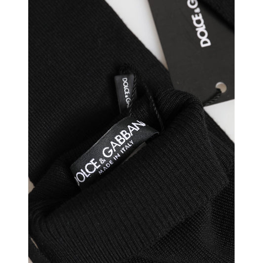 Dolce & Gabbana Black Virgin Wool Knitted Fingerless Men Gloves