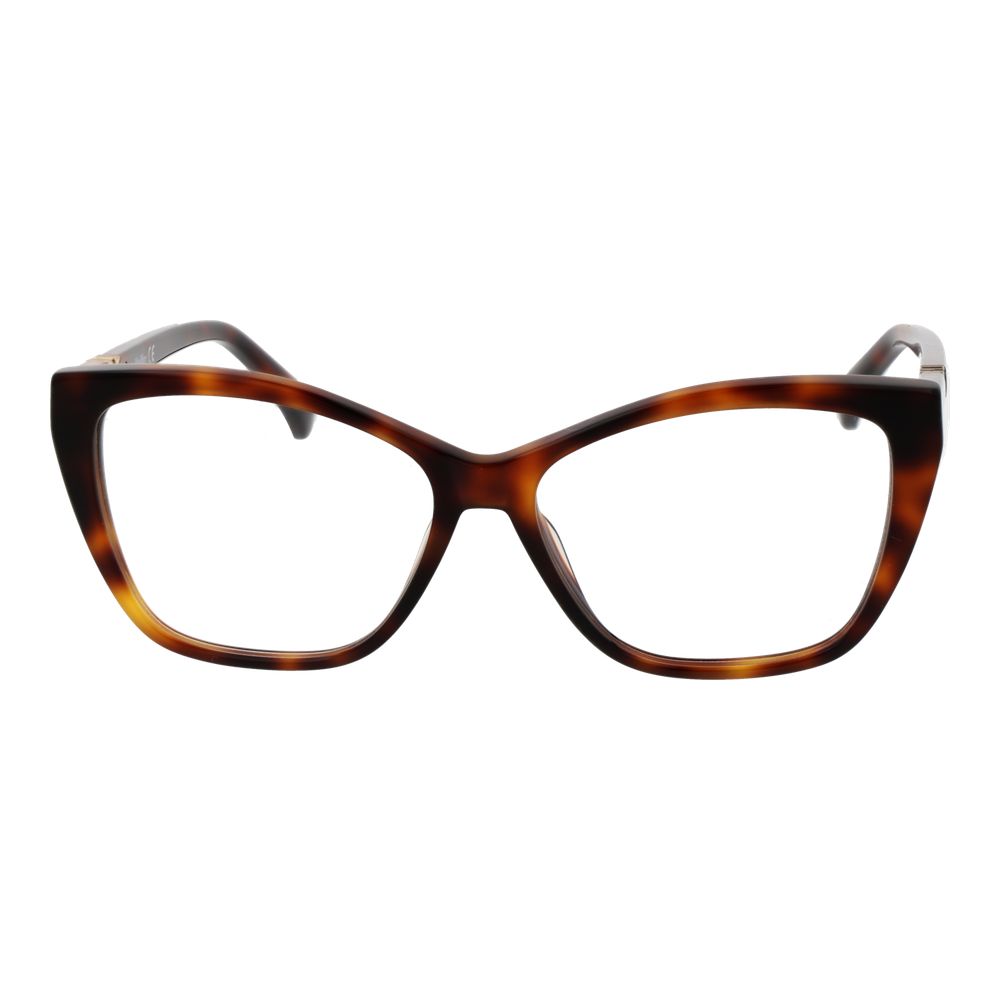 Max Mara Brown Acetate Glasses (Frames) in square style, full-rim, size 54-14-140, with demo lenses, brown frame and temples.