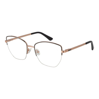 Guess Gray Metal Glasses (Frames) for women in a half-rim rectangle style with grey metal frame and demo lenses.