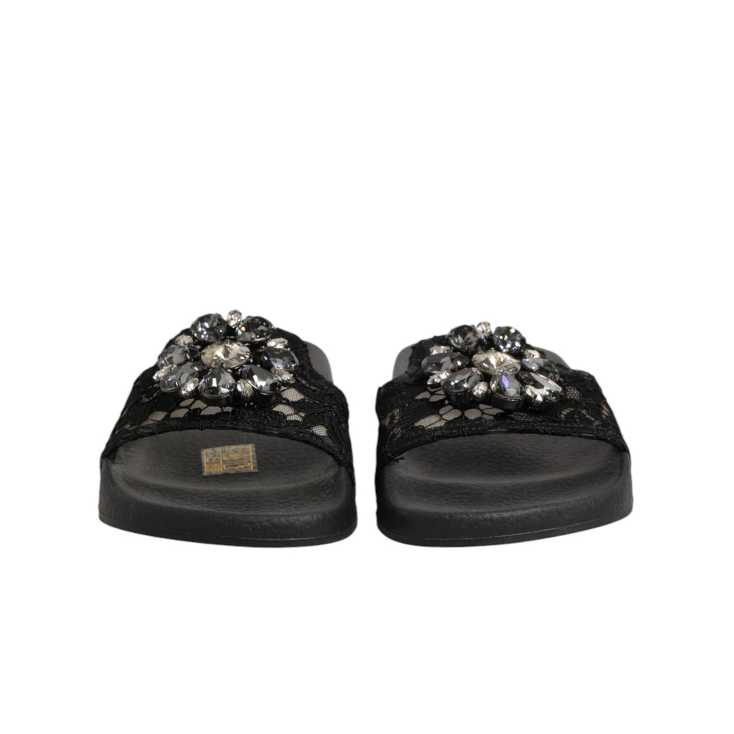 Dolce & Gabbana Black Devotion Matelassé Leather Slides Shoes