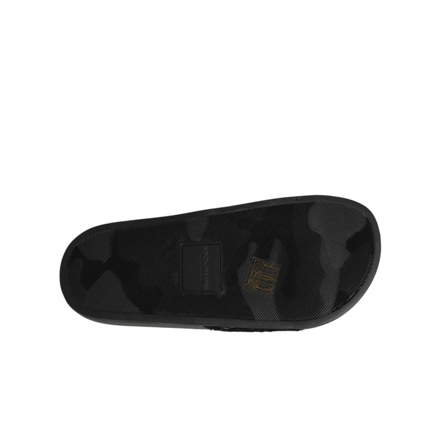 Dolce & Gabbana Black Devotion Matelassé Leather Slides Shoes
