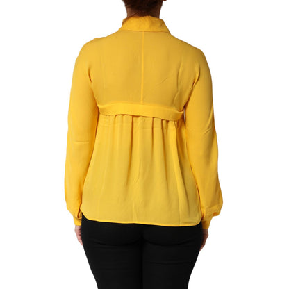 Moschino Couture Yellow Silk Collared Long Sleeves Top