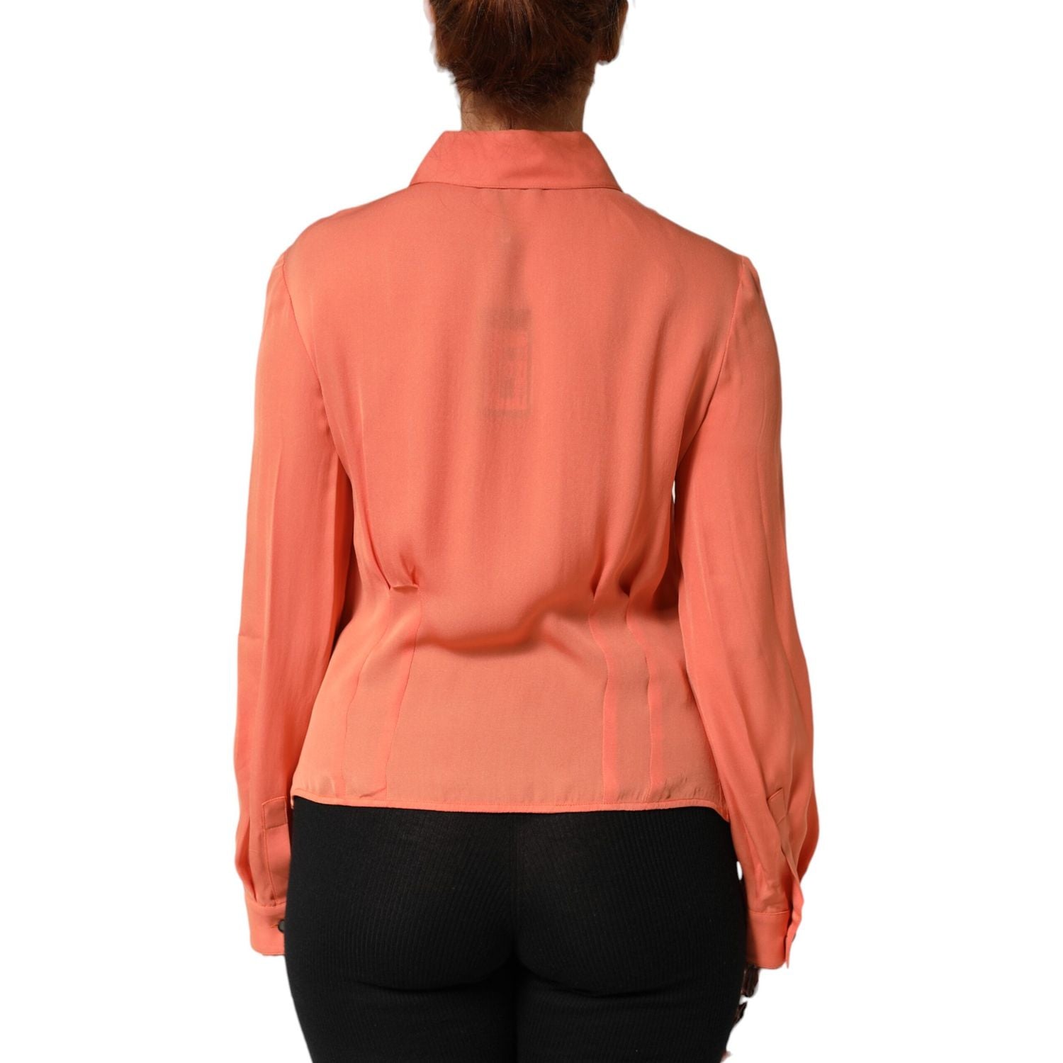 Emporio Armani Orange Collared Button Down Long Sleeves  Top
