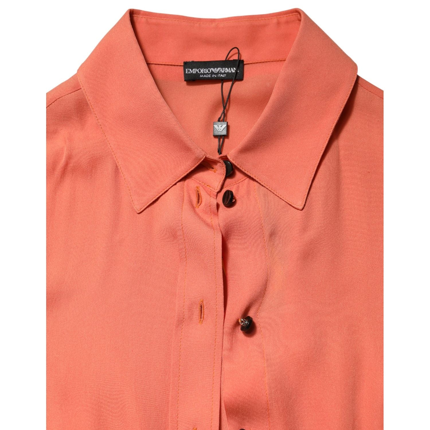Emporio Armani Orange Collared Button Down Long Sleeves  Top
