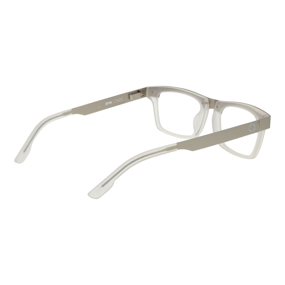 Spy Silver Plastic Glasses (Frames) - Full-rim, unisex, rectangle style with silver frame and demo lenses, 54-19-142 size.