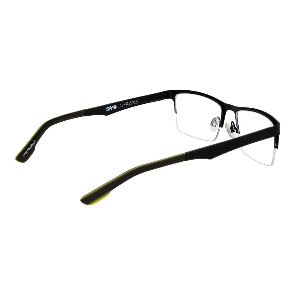 Spy Black Plastic Glasses (Frames) - half-rim rectangle style for men, black plastic frame with spring hinge, size 54-18-140.