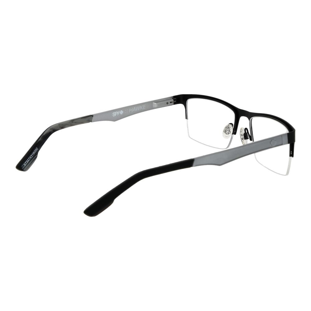Spy Black Plastic Glasses (Frames), unisex half-rim black frames with demo lenses, size 54-18-140, spring hinge, rectangle style.