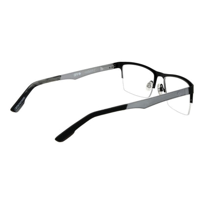 Spy Black Plastic Glasses (Frames), unisex half-rim black frames with demo lenses, size 54-18-140, spring hinge, rectangle style.