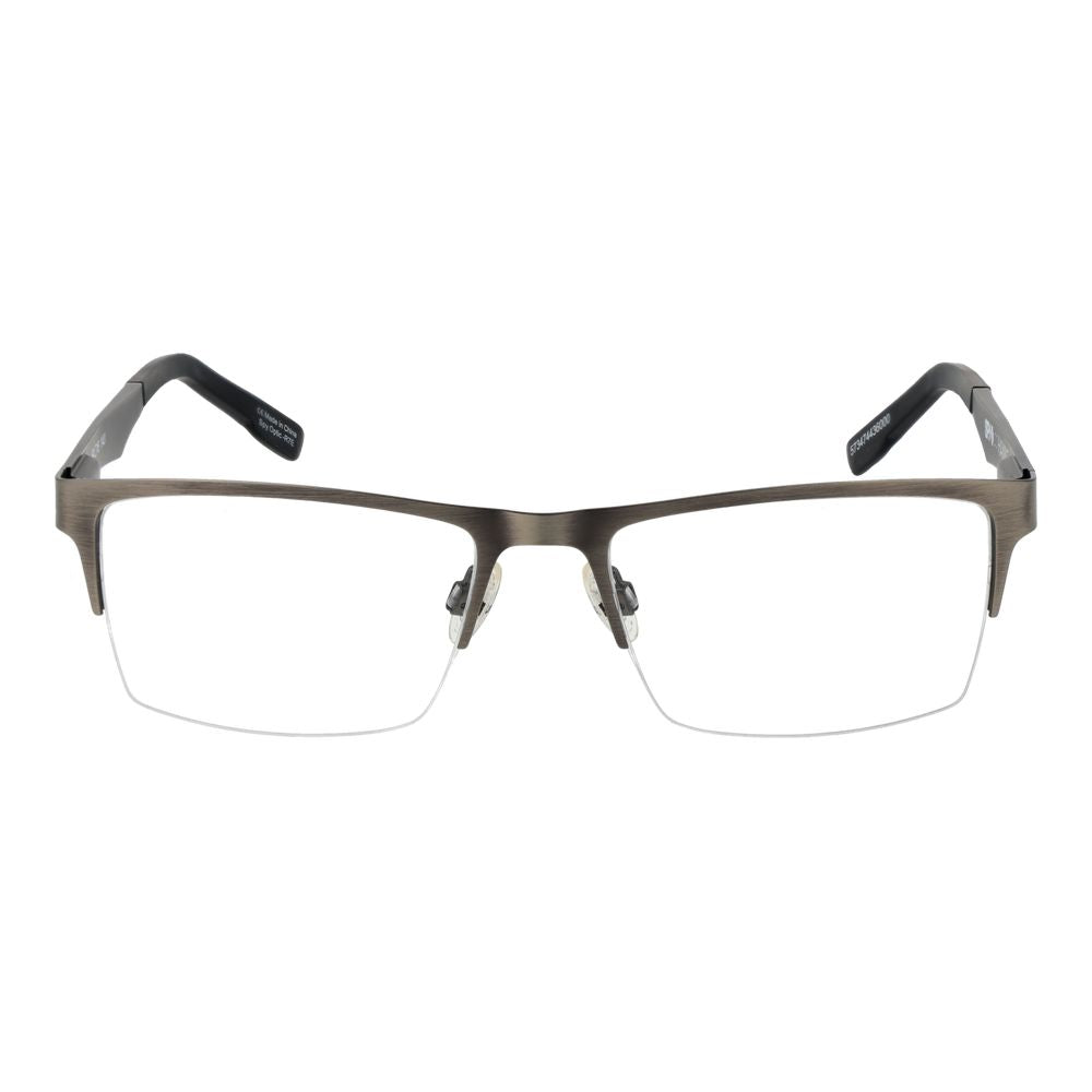 Spy Gray Plastic Glasses (Frames), gunmetal half-rim style for men, lightweight plastic, 54-18-140 dimensions, demo lenses.