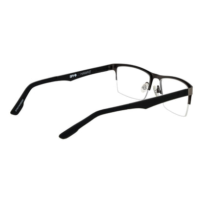 Spy Gray Plastic Glasses (Frames) in gunmetal color with half-rim rectangle style, spring hinge, and plastic material.