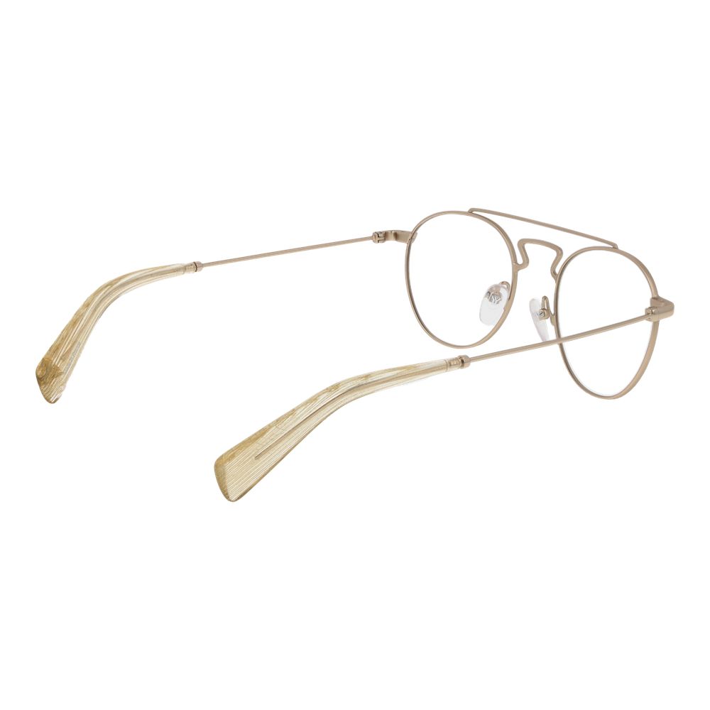 Yohji Yamamoto Gold Metal Glasses (Frames), aviator style with demo lenses, full-rim design and metal frame in gold.