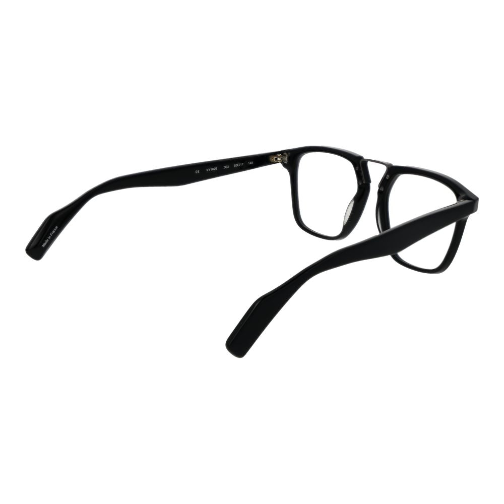 Yohji Yamamoto Black Plastic Glasses (Frames) in full-rim rectangular style with branded soft case, size 53-17-148.