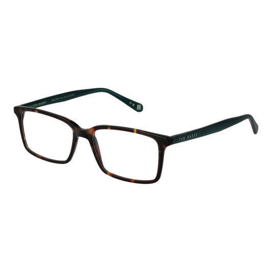Ted Baker Brown Plastic Glasses (Frames), full-rim rectangle, men’s eyeglasses, brown frame, model with demo lenses, size 52-16-145