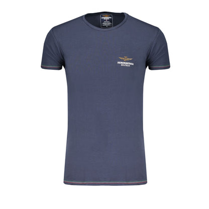 Aeronautica Militare Blue Cotton Underwear - External T-shirt with short sleeves, crew neck, contrast details, and logo print.
