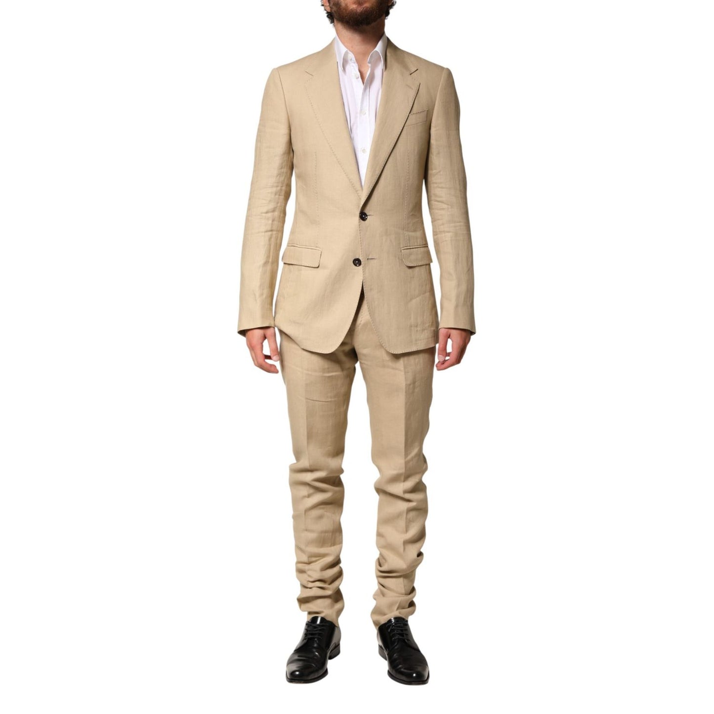 Dolce & Gabbana Beige Linen Single Breasted 2 Piece Suit