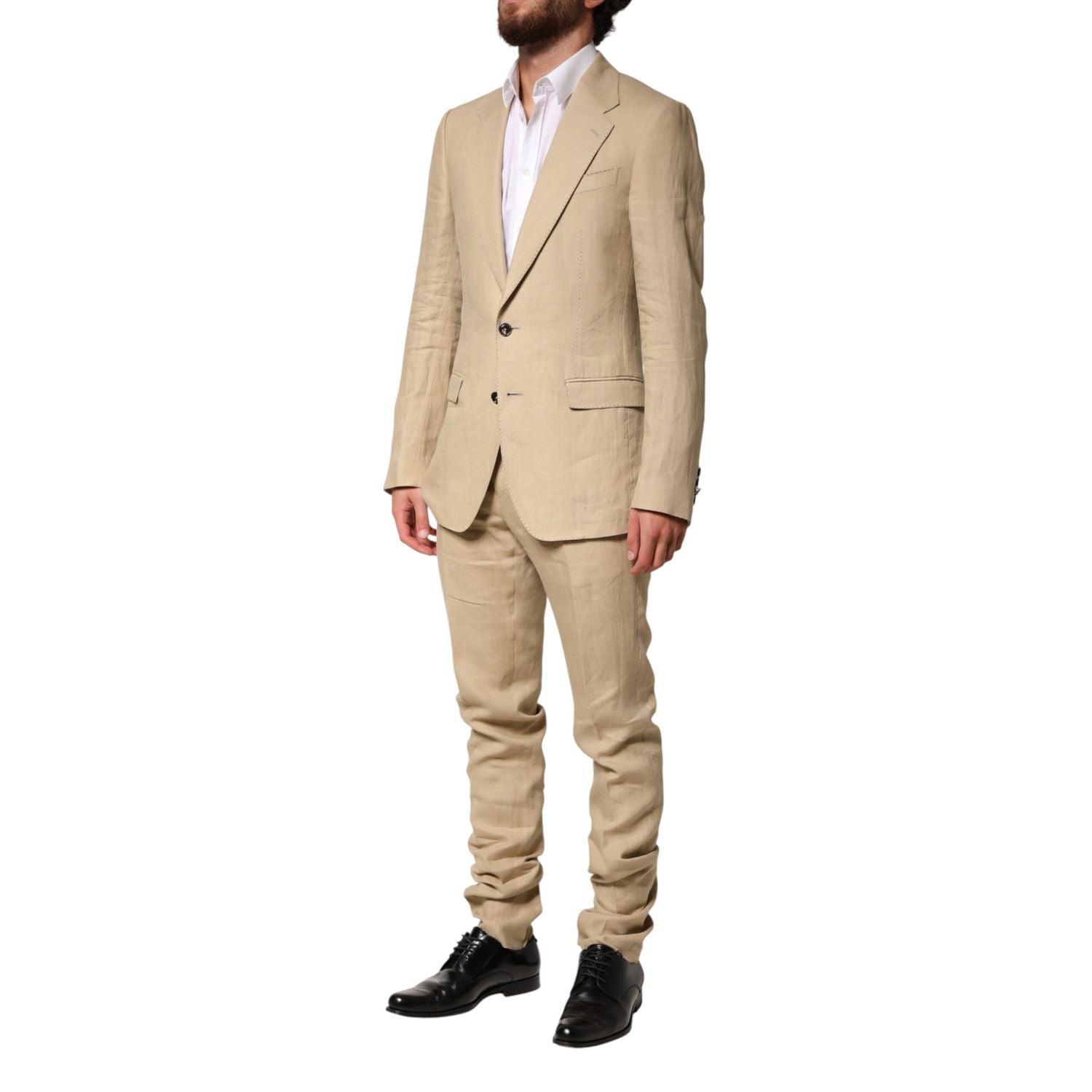 Dolce & Gabbana Beige Linen Single Breasted 2 Piece Suit