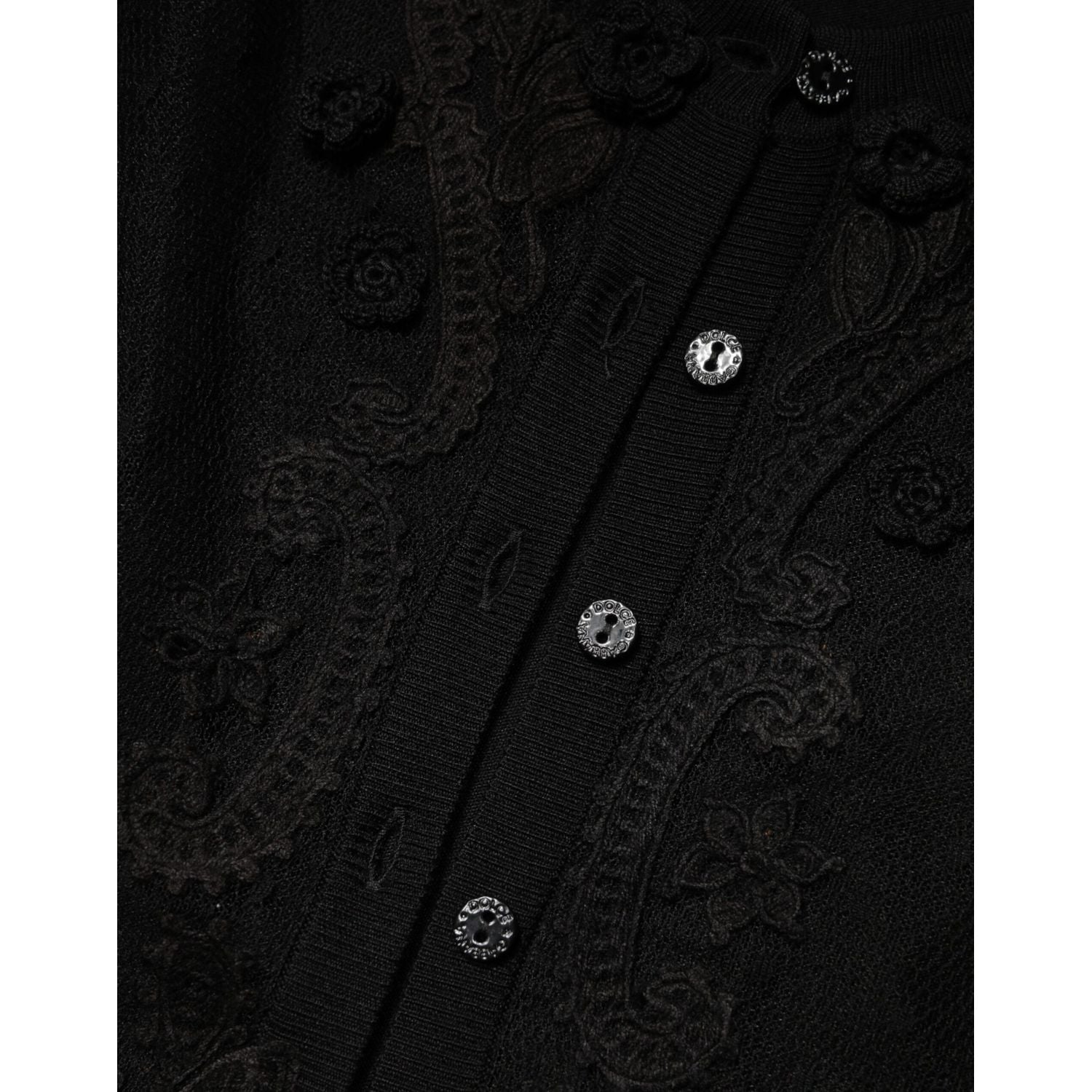 Dolce & Gabbana Black Sheer Button Down Cardigan Sweater
