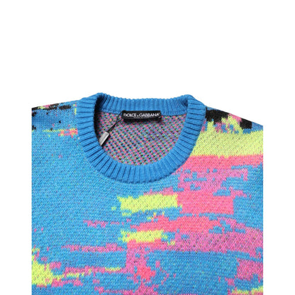 Dolce & Gabbana Multicolor Men Crew Neck Pullover Sweater