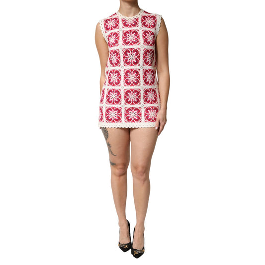 Dolce & Gabbana Multicolor Brick Stitched Crochet Mini Dress