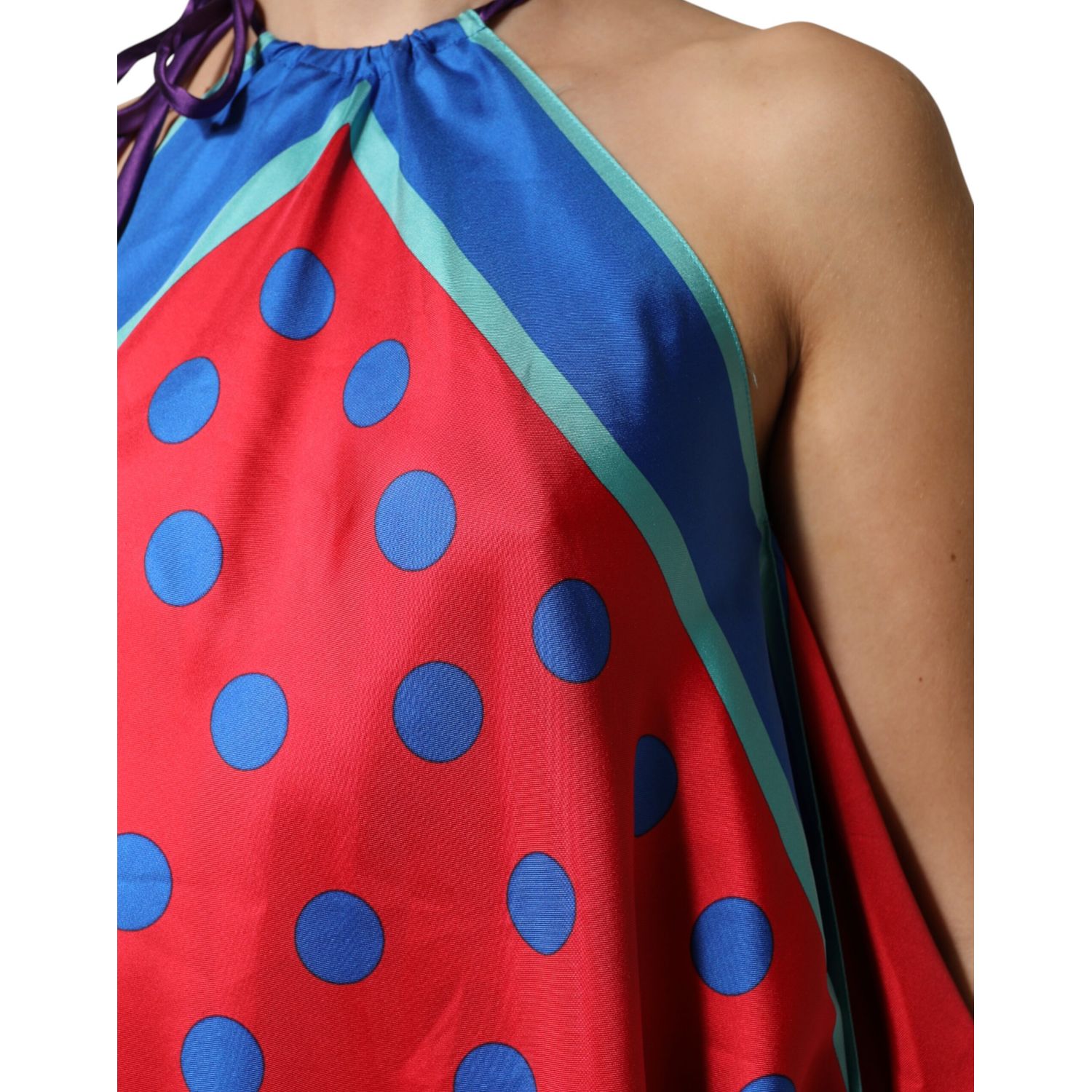 Dolce & Gabbana Multicolor Polka Dot Tie Halter Blouse  Top