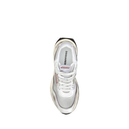 Dsquared² White Calf Leather Bos Taurus Athletic Sneakers