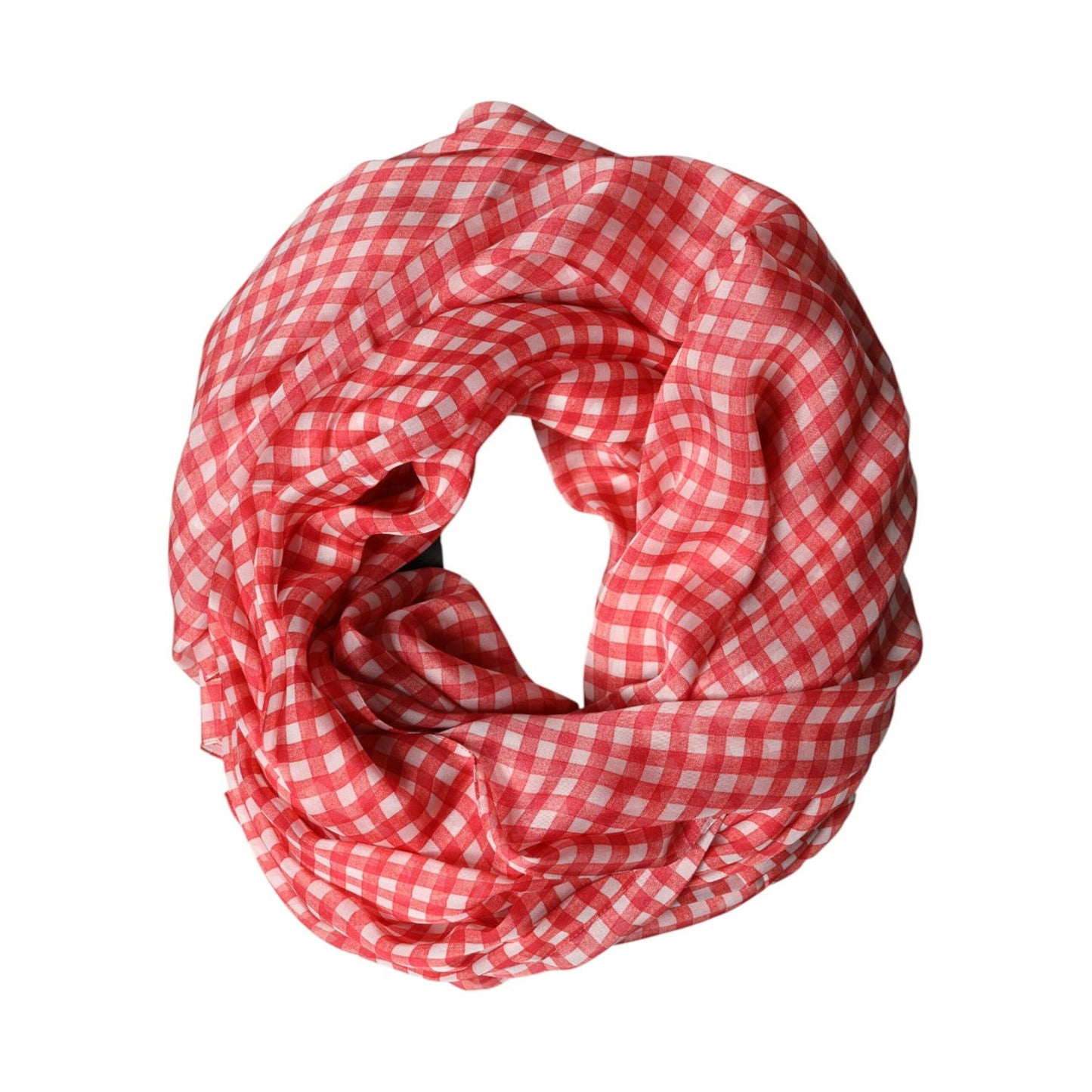 Dolce & Gabbana Red Checkered Plaid Neck Wrap Shawl Scarf