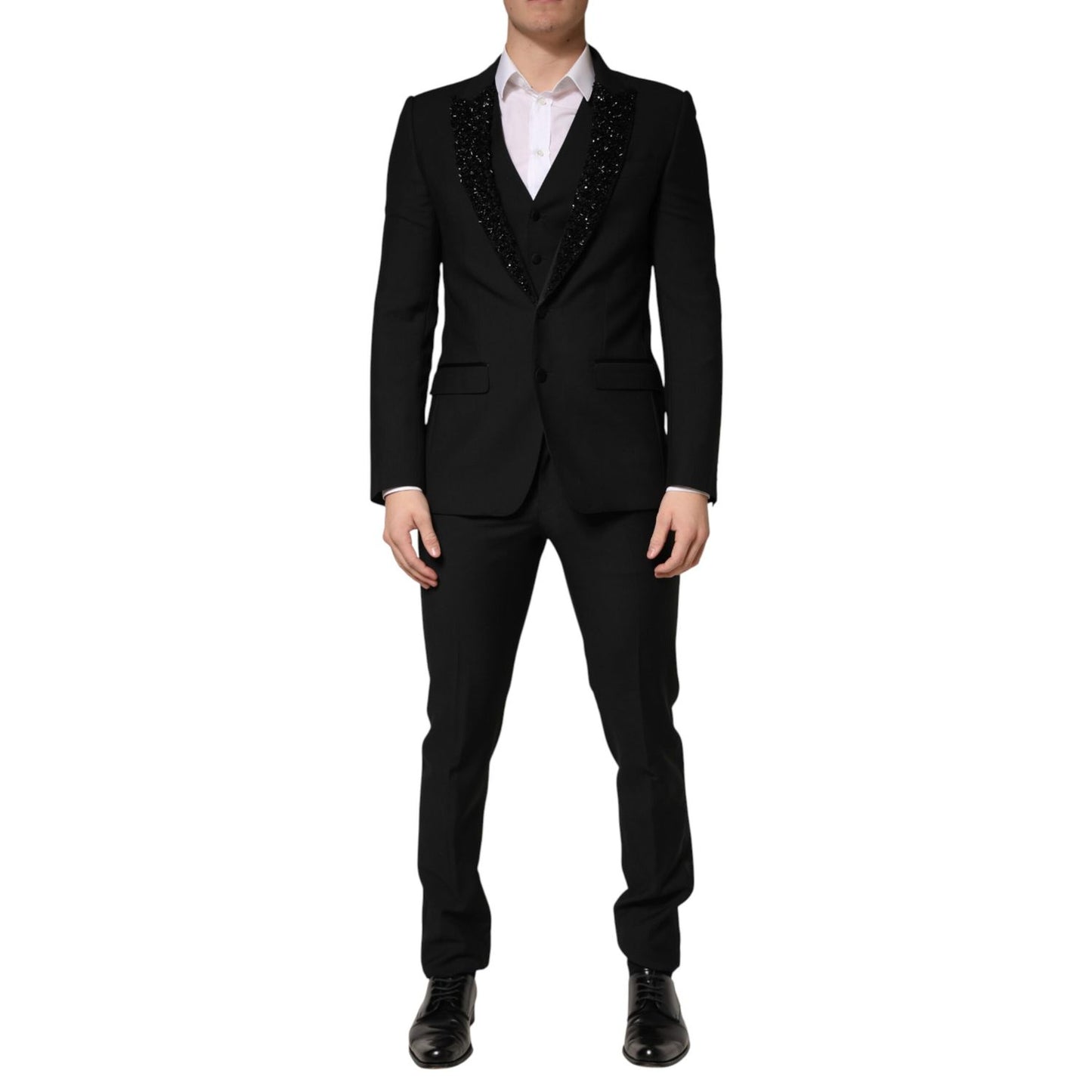 Dolce & Gabbana Dark Gray Wool Single Breasted 3 Piece Men Suit