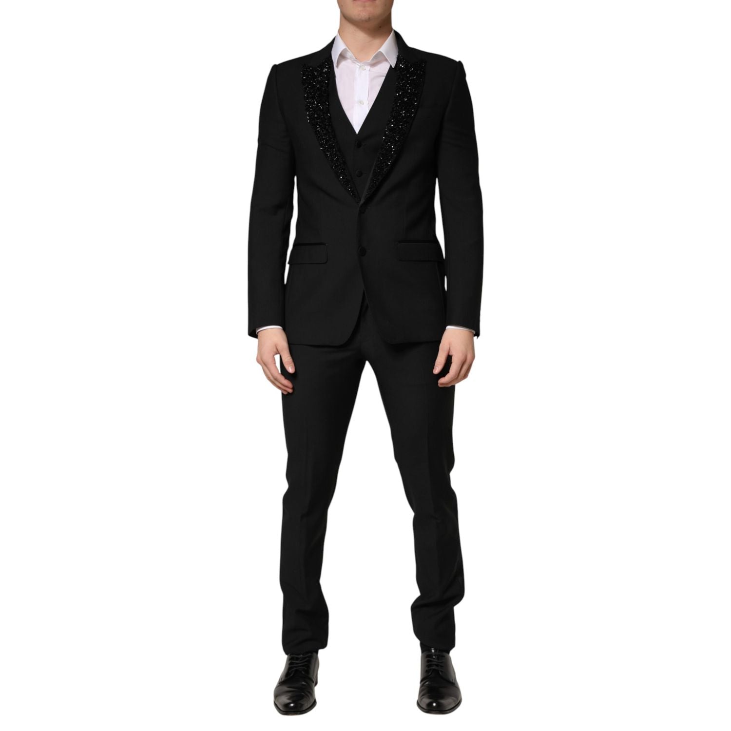 Dolce & Gabbana Dark Gray Wool Single Breasted 3 Piece Men Suit