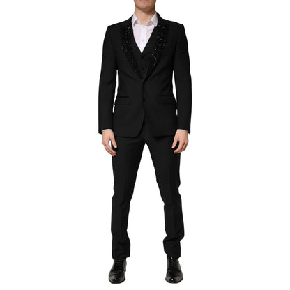 Dolce & Gabbana Dark Gray Wool Single Breasted 3 Piece Men Suit