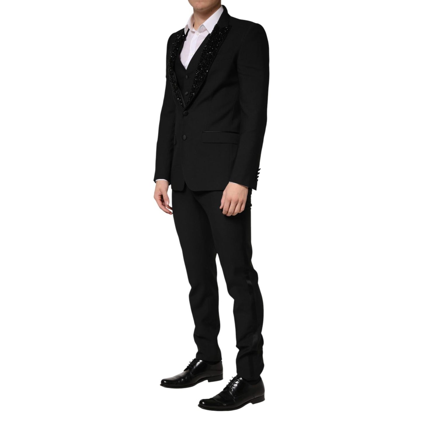 Dolce & Gabbana Dark Gray Wool Single Breasted 3 Piece Men Suit