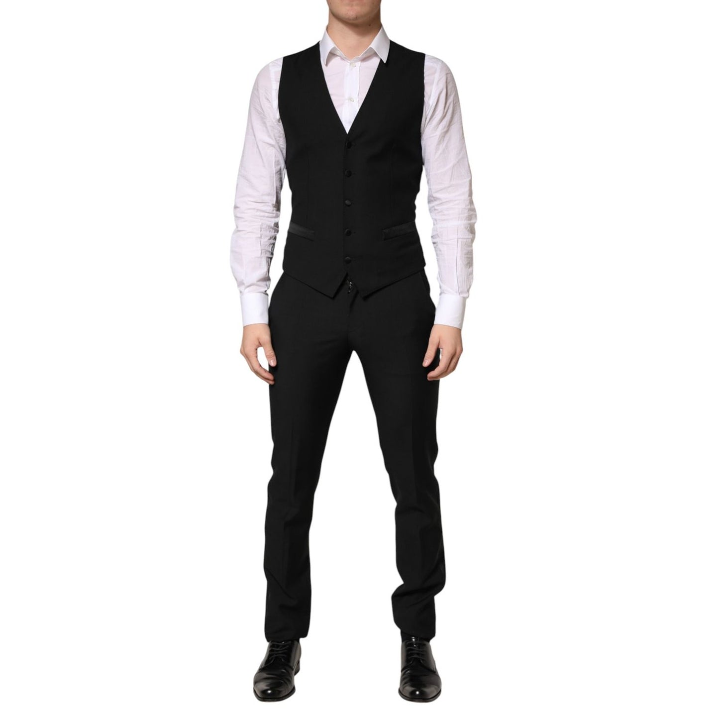 Dolce & Gabbana Dark Gray Wool Single Breasted 3 Piece Men Suit
