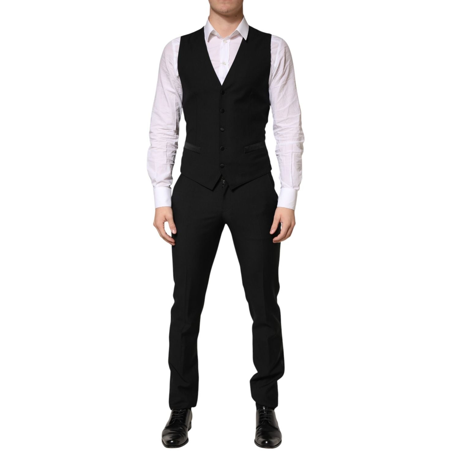 Dolce & Gabbana Dark Gray Wool Single Breasted 3 Piece Men Suit