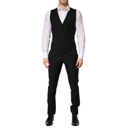Dolce & Gabbana Dark Gray Wool Single Breasted 3 Piece Men Suit