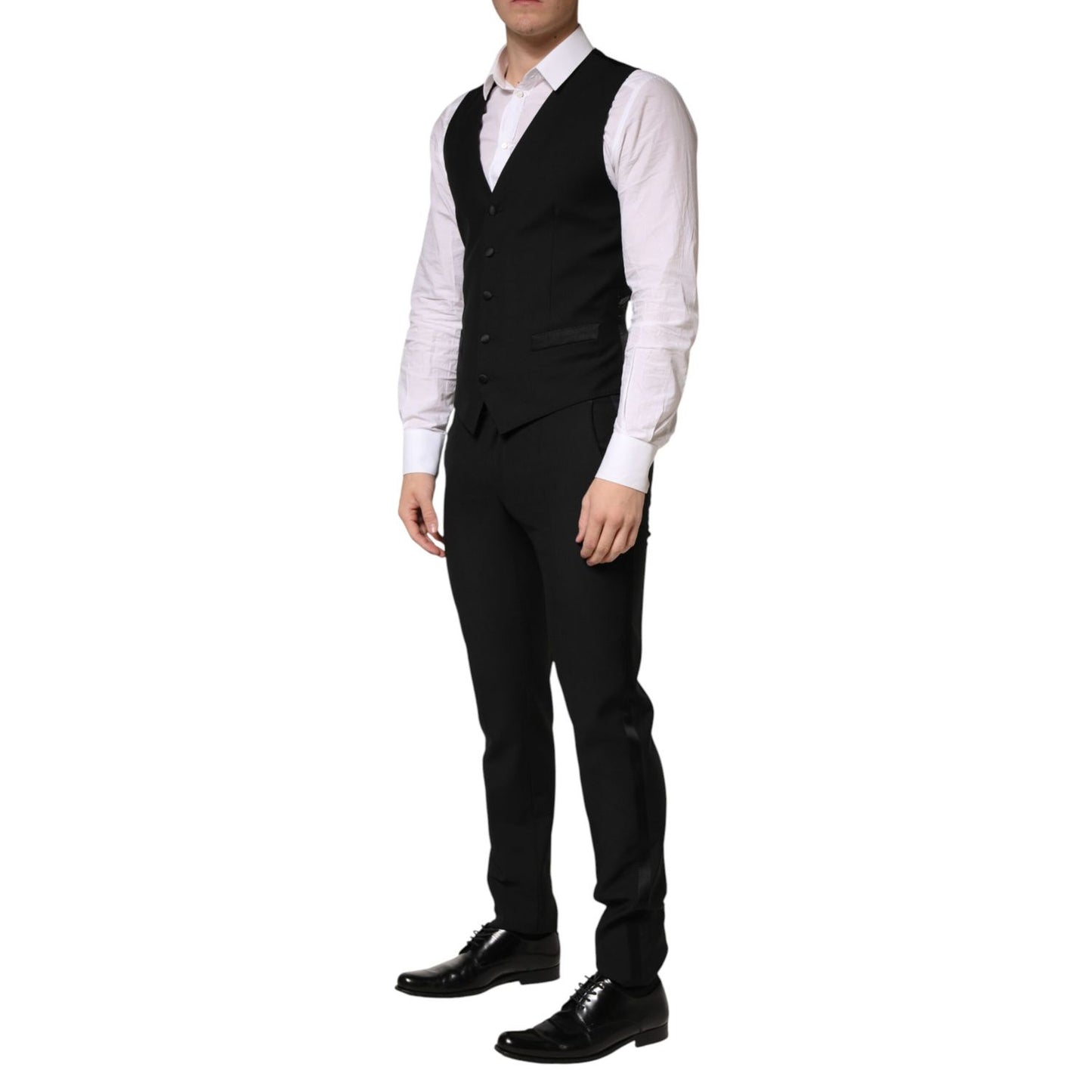 Dolce & Gabbana Dark Gray Wool Single Breasted 3 Piece Men Suit
