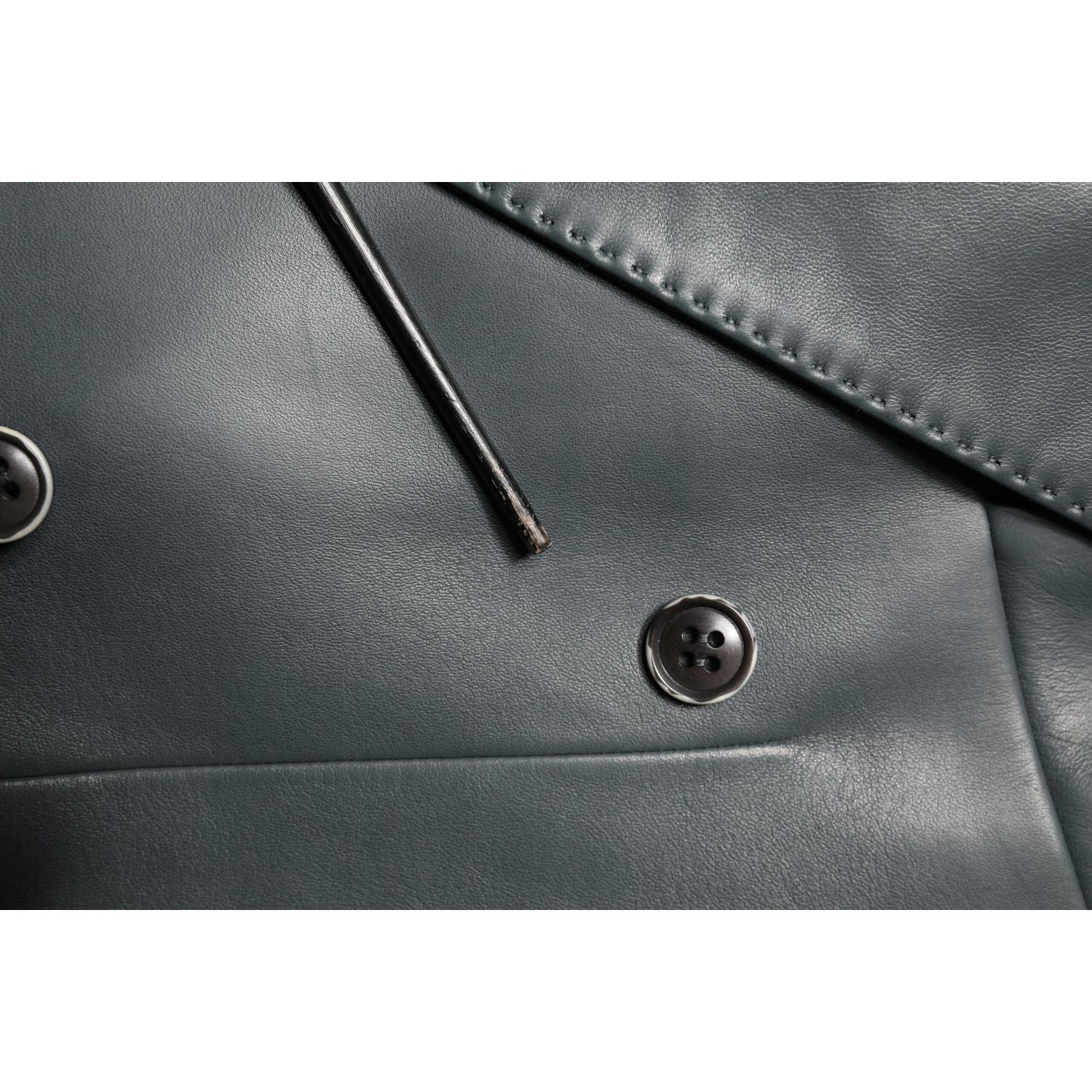 Dolce & Gabbana Black Leather Double Breasted 2Button Blazer