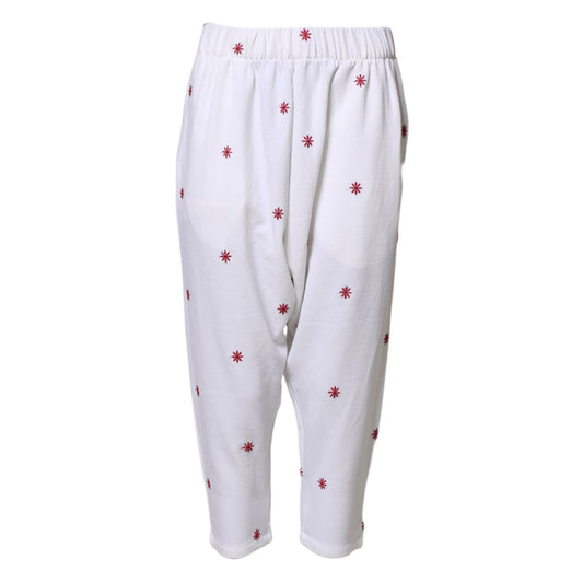 Department 5 White Floral Tapered High Waist Cropped Pants