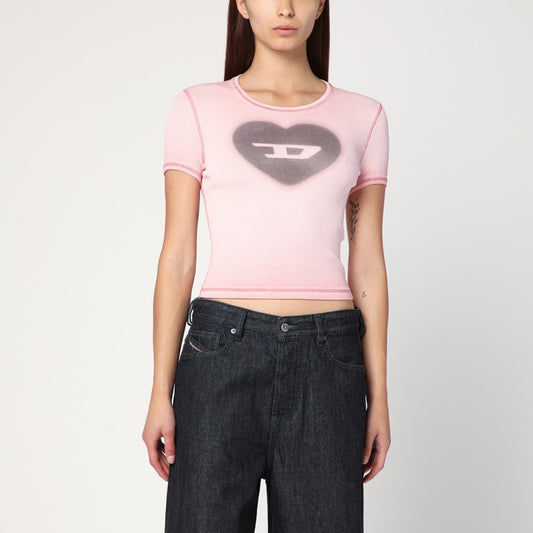 Diesel T-Ele T-shirt in powder pink stretch cotton