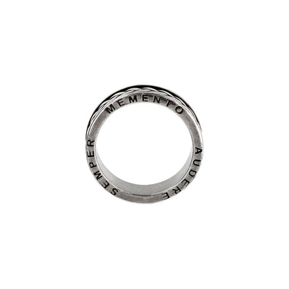 ALBERT M. JEWELS JEWELRY Mod. WSOX00577.S-20 silver ring with engraved words "Memento Audere Semper"