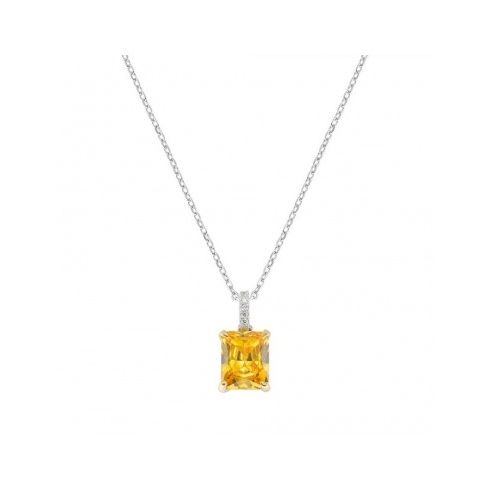 AMEN JEWELRY Mod. CLCK1REBGIZ elegant pendant necklace with yellow gemstone.