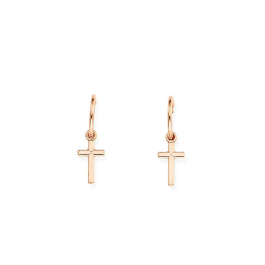 AMEN JEWELRY Mod. ORCRR3 gold cross earrings displayed on a white background