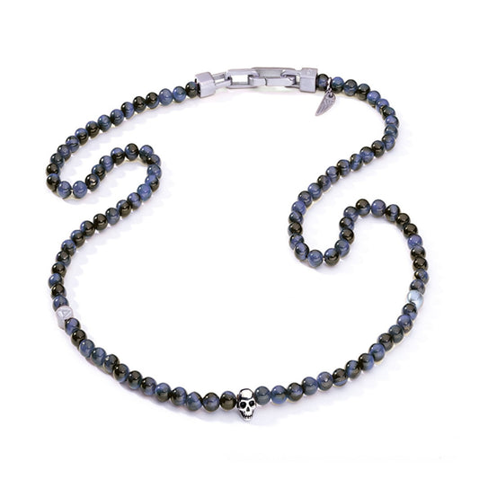 AN JEWELS JEWELRY Mod. AA.C255SBL beaded necklace with skull design