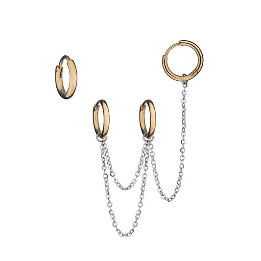 AN JEWELS JEWELRY Mod. AB.EP031 stylish gold and silver chained earrings