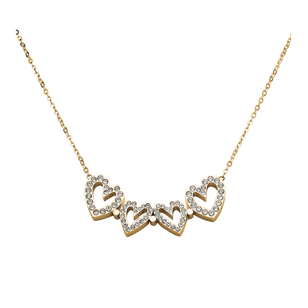 Alt Tag: AN JEWELS JEWELRY Mod. AL.NLBUTT4GMC heart necklace with diamonds on a gold chain, elegant and stylish design.