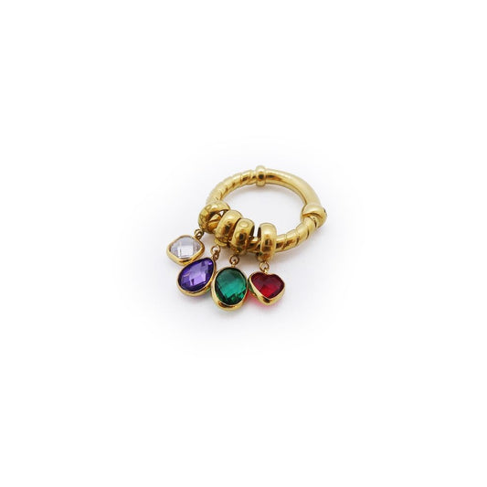 AN JEWELS JEWELRY Mod. AL.R2WI23SMC-6 gold ring with colorful gemstone charms on white background