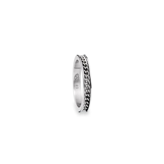 AN JEWELS JEWELRY Mod. AR.R1NS02S-7 silver ring in a minimalist design on white background.