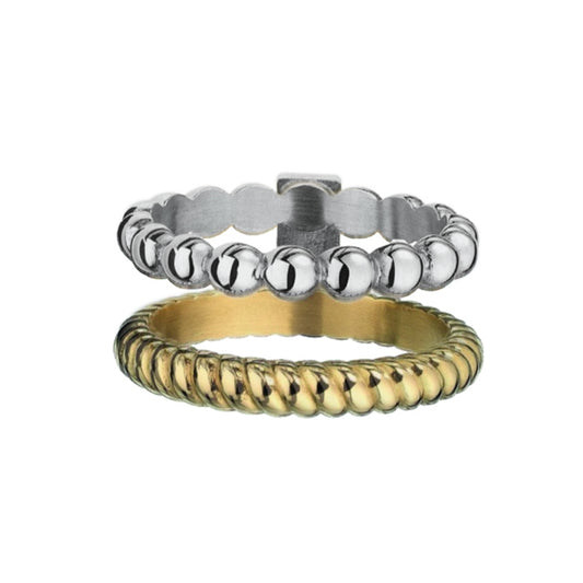 AN JEWELS JEWELRY Mod. AR.R2NS04SY-7, double ring set in silver and gold tones