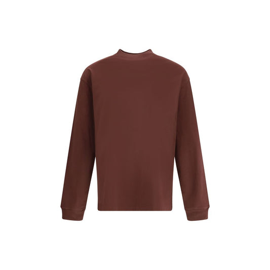 Back view of Agolde Bordeaux Cotton Long Sleeve T-Shirt with ribbed crew neck and elasticized cuffs, perfect for casual wear.