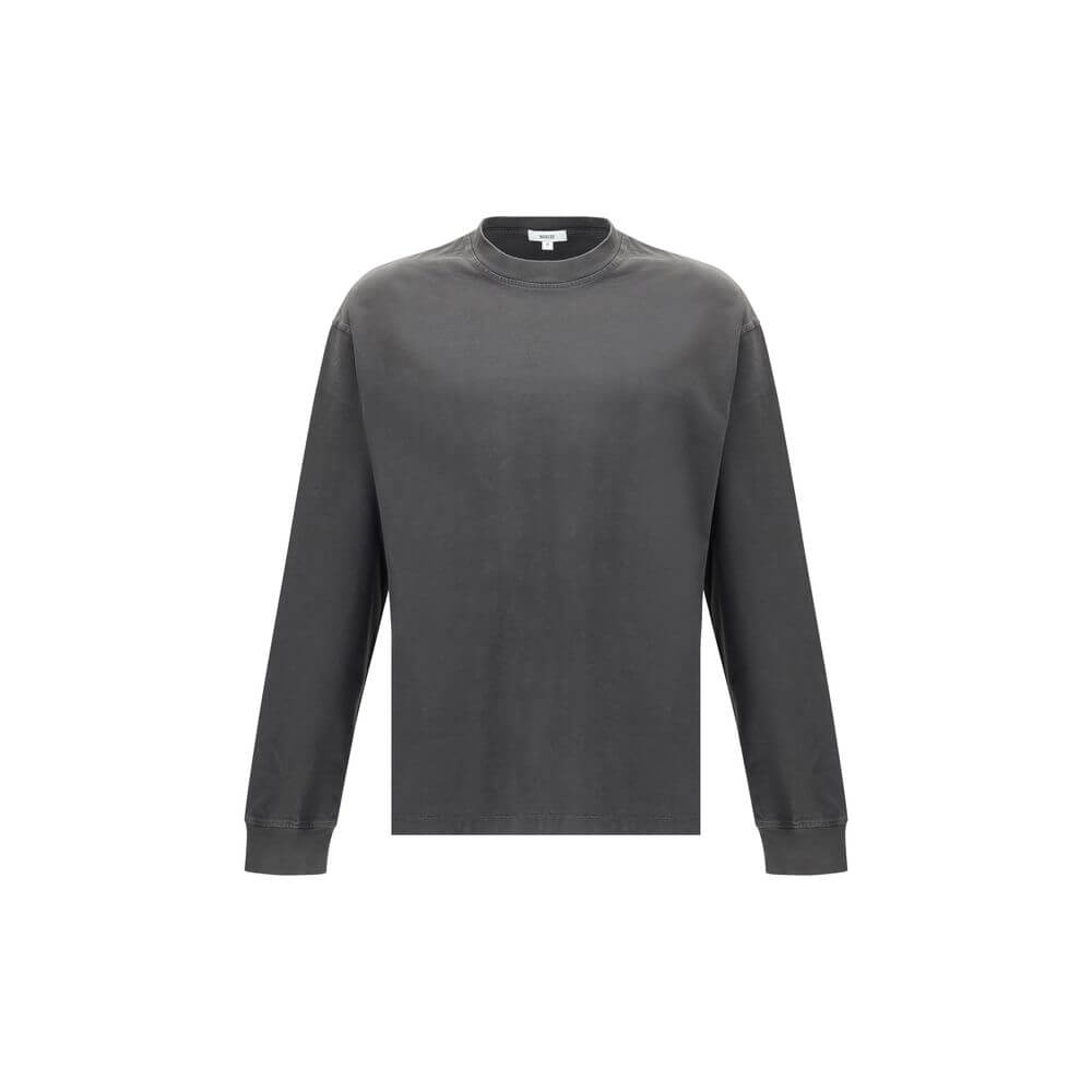 Agolde Gray Cotton Long Sleeve T-Shirt with ribbed crew neck and elasticized cuffs, offering a versatile and refined casual look, 100% cotton.