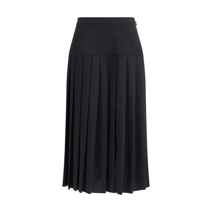 Alessandra Rich Black Fleece Wool Midi Skirt