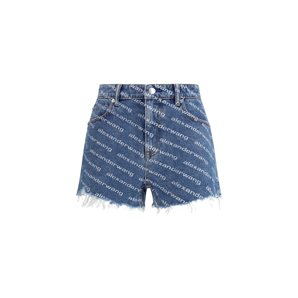 Alexander Wang Bite denim Shorts with logo pattern and classic design.